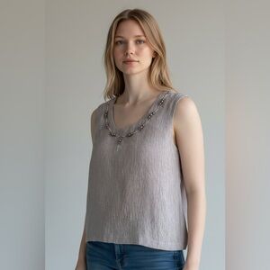 Elegant Gray Sleeveless Blouse